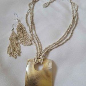Bead & shell necklace & earrings set